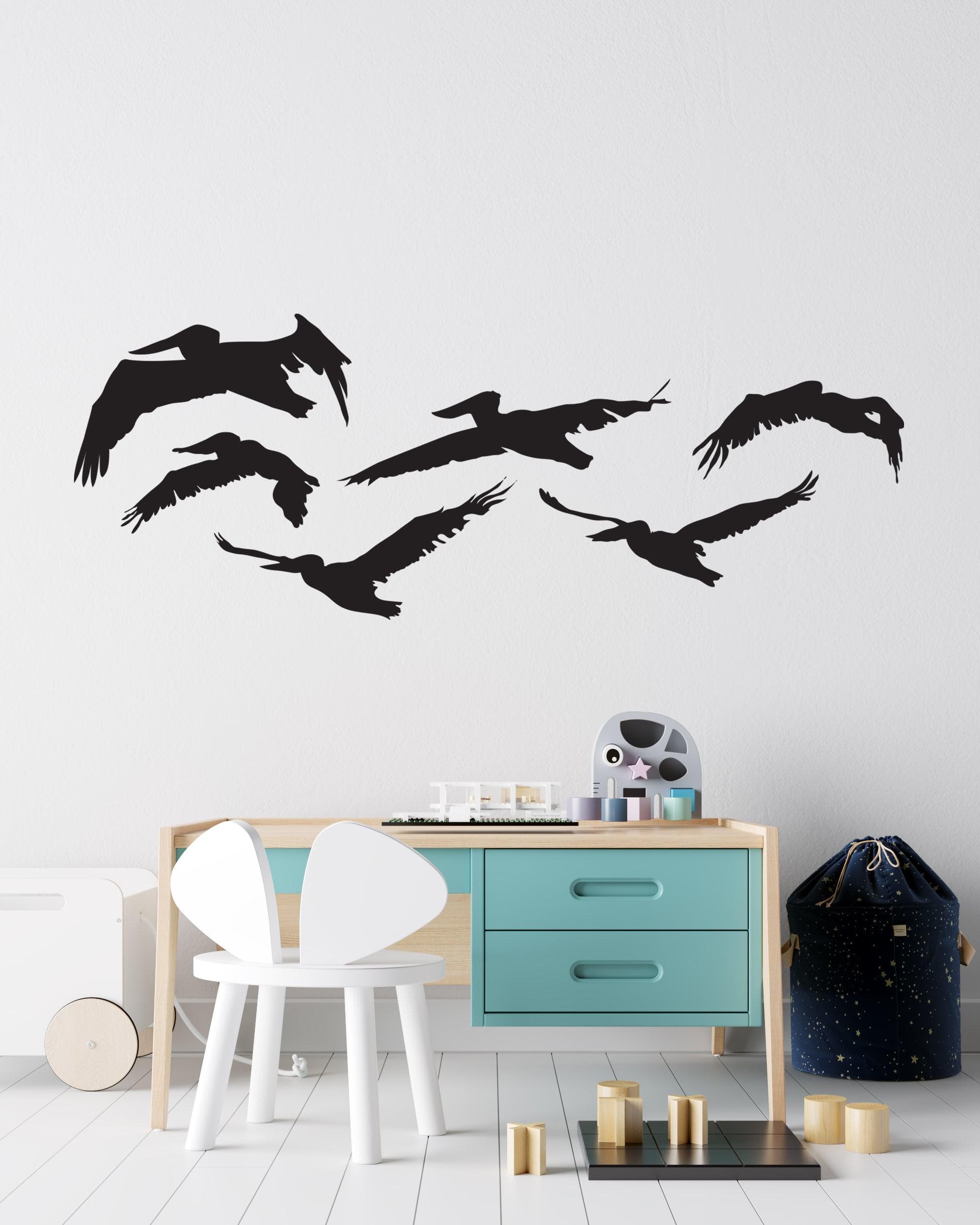 Pelicans in Flight Vinyl Wall Decal Sticker. #538